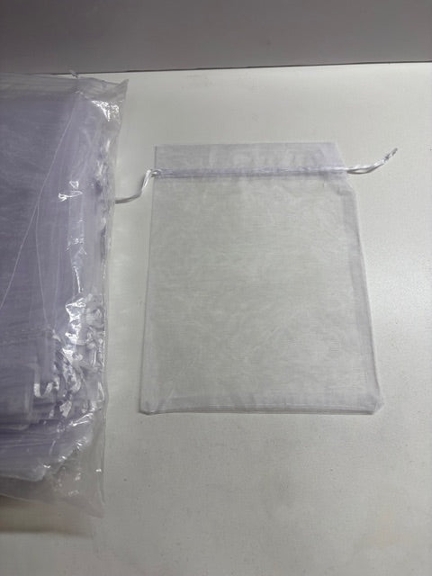95 white Organza drawstring bags- 7 x 9"