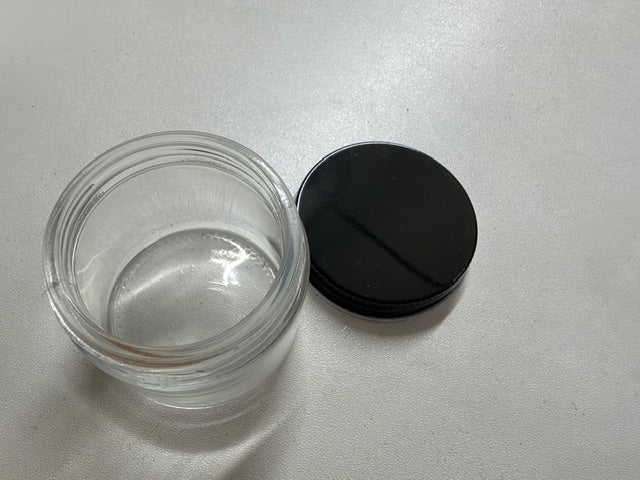 2oz clear glass jars with Black metal lid- lot of 18 (jar04)