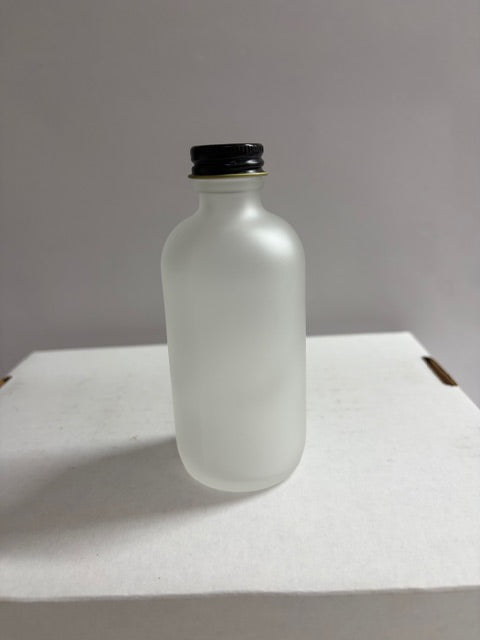 4oz frosted glass bottles with black metal caps- lot of 16 (bot01)