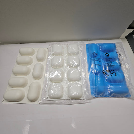 LARGE PILLOW SOAP OR CANDLE MOLDS - LOT OF 3