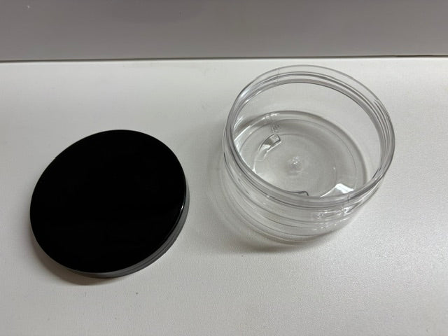 56 plastic jars with black lids 6oz (b4)
