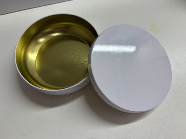 11 White Gloss large candle tins with lids - 10 oz (ct2)