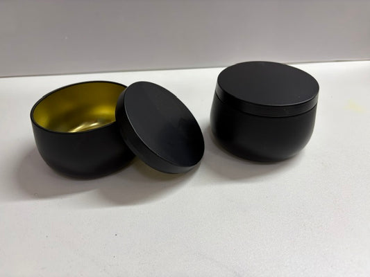 24 black candle tins with lids - 8 oz (ct3)