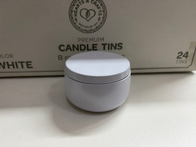 22 white candle tins with lids - 8 oz (ct4)