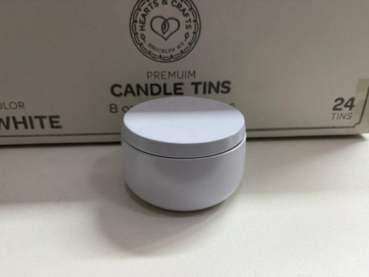 22 white candle tins with lids - 8 oz (ct4)