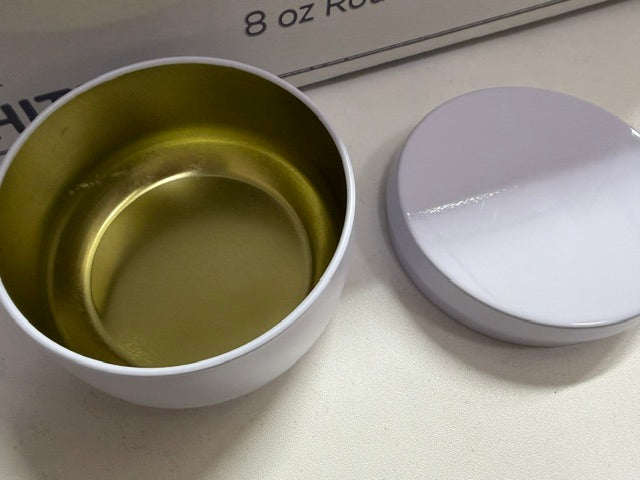 22 white candle tins with lids - 8 oz (ct4)
