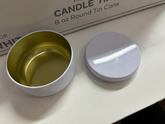22 white candle tins with lids - 8 oz (ct4)