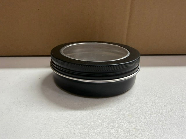 20 black window round tins with lids - 4 oz (ct5)