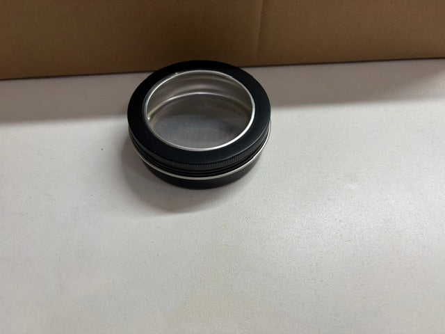 20 black window round tins with lids - 4 oz (ct5)