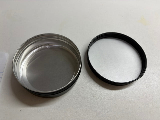 20 black round tins with screw lids - 4 oz (ct6)