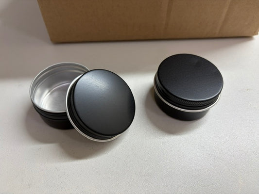48 black round tins with screw lids - 1 oz (ct11)