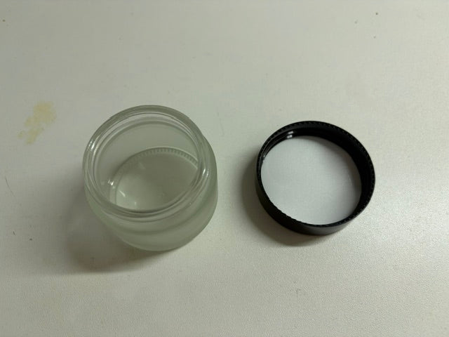 50 Frosted Glass 2oz Jars - with Black Gloss caps