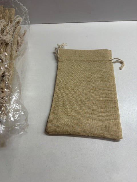 37 tan burlap drawstring bags- 5 x 8