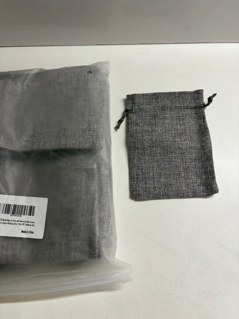Grey Burlap drawstring bags- 4 x 5.5"- lot of 30