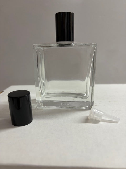Square 3.4 oz glass bottles with orifice reducers & caps- lot of 44