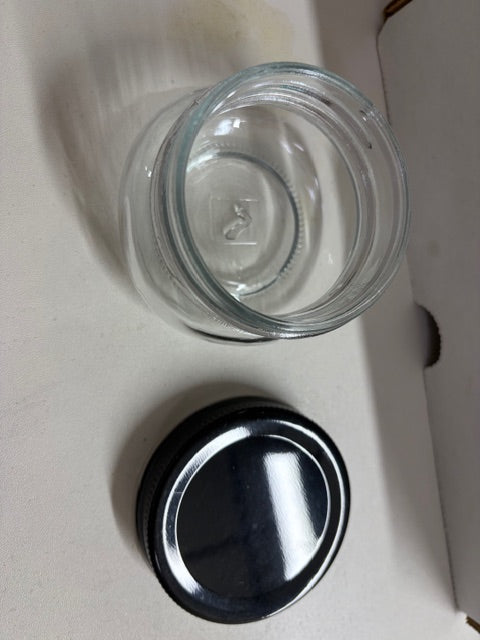 5oz clear oval glass jars with black lids - lot of 30